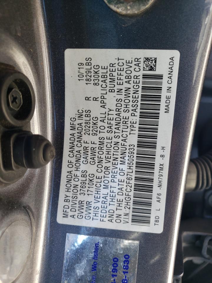 Photo 11 VIN: 2HGFC2F67LH505933 - HONDA CIVIC 