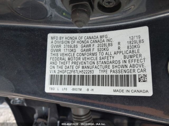 Photo 8 VIN: 2HGFC2F67LH522263 - HONDA CIVIC 