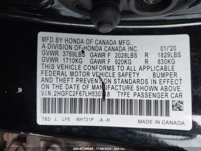 Photo 8 VIN: 2HGFC2F67LH530718 - HONDA CIVIC 