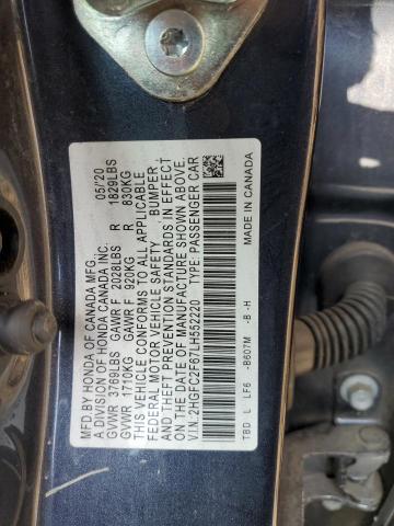 Photo 11 VIN: 2HGFC2F67LH552220 - HONDA CIVIC LX 