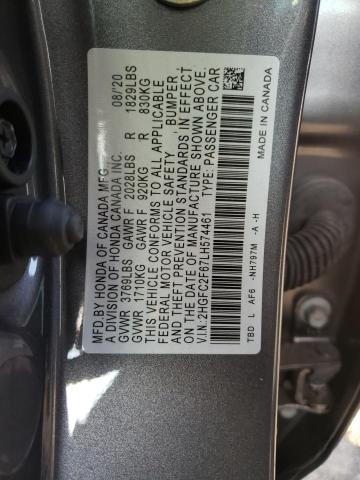 Photo 9 VIN: 2HGFC2F67LH574461 - HONDA CIVIC LX 