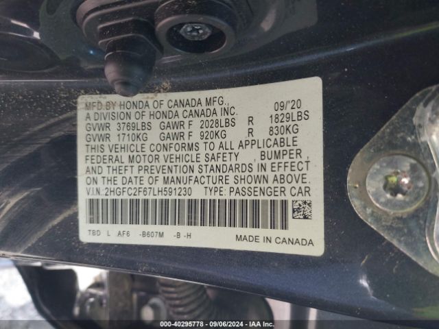 Photo 8 VIN: 2HGFC2F67LH591230 - HONDA CIVIC 