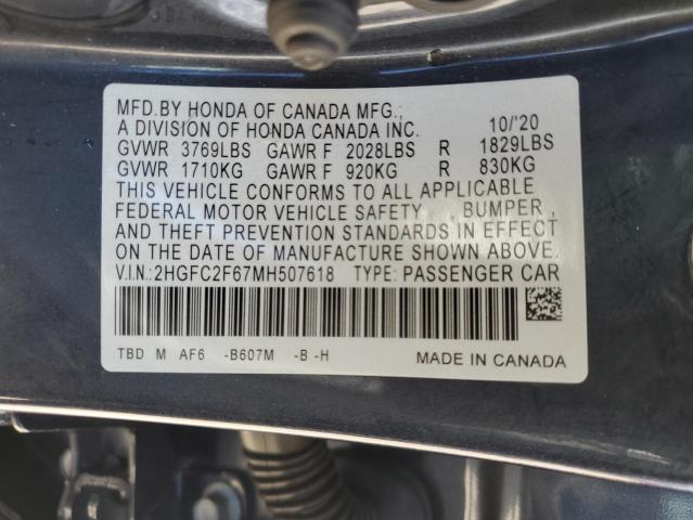 Photo 11 VIN: 2HGFC2F67MH507618 - HONDA CIVIC LX 