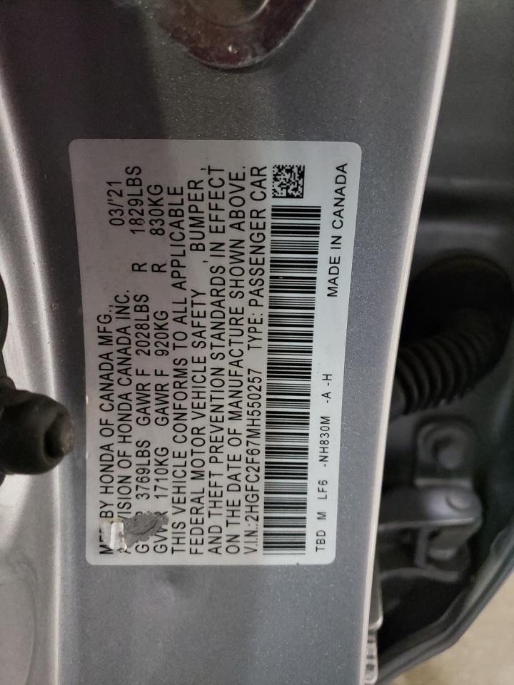 Photo 11 VIN: 2HGFC2F67MH550257 - HONDA CIVIC 