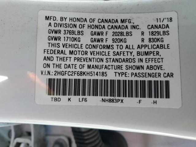 Photo 11 VIN: 2HGFC2F68KH514185 - HONDA CIVIC 