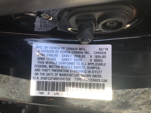 Photo 9 VIN: 2HGFC2F68KH547526 - HONDA CIVIC SEDAN 