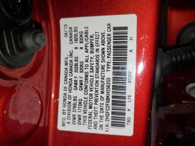 Photo 11 VIN: 2HGFC2F68KH556355 - HONDA CIVIC 