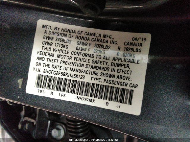 Photo 8 VIN: 2HGFC2F68KH558123 - HONDA CIVIC SEDAN 