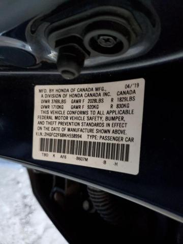 Photo 9 VIN: 2HGFC2F68KH558994 - HONDA CIVIC LX 