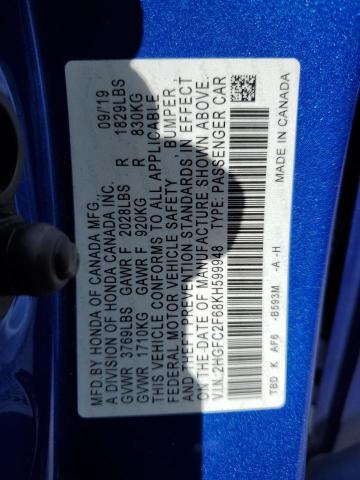 Photo 11 VIN: 2HGFC2F68KH599948 - HONDA CIVIC LX 