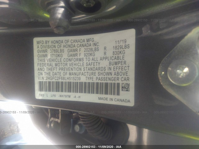 Photo 8 VIN: 2HGFC2F68LH515239 - HONDA CIVIC SEDAN 