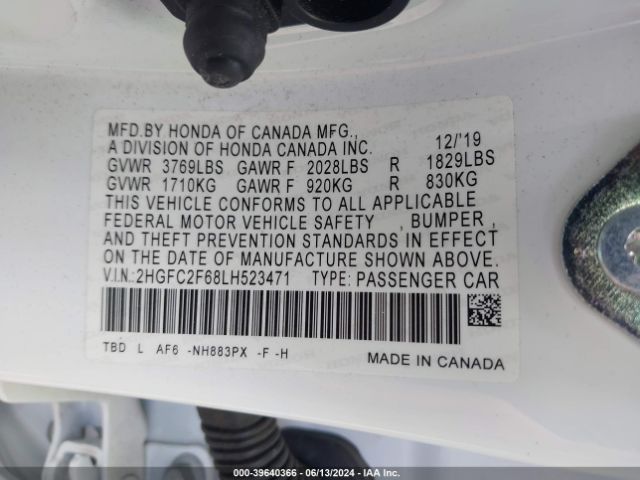 Photo 8 VIN: 2HGFC2F68LH523471 - HONDA CIVIC 