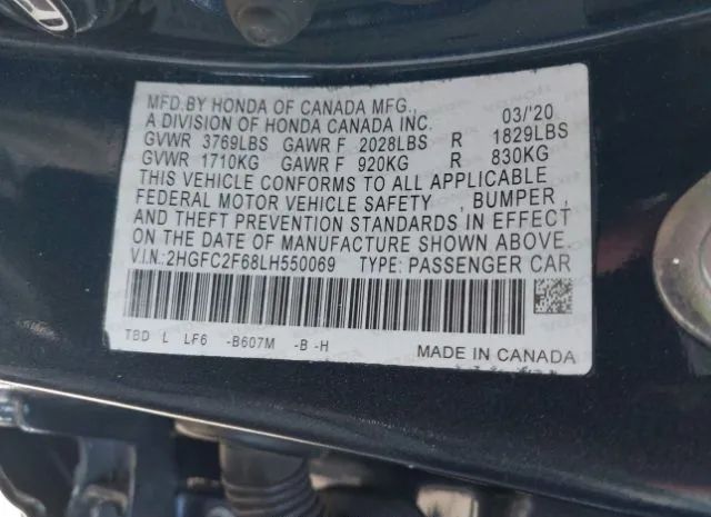 Photo 8 VIN: 2HGFC2F68LH550069 - HONDA CIVIC SEDAN 