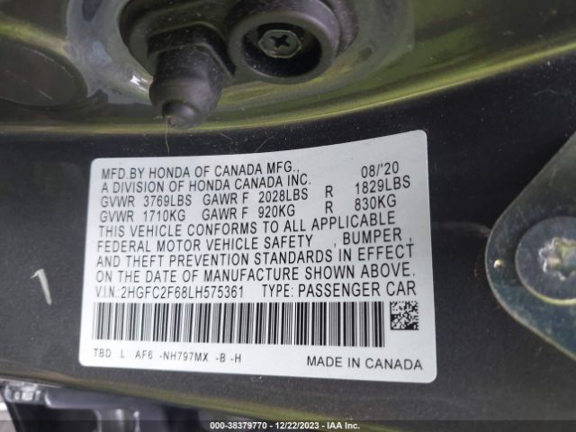 Photo 8 VIN: 2HGFC2F68LH575361 - HONDA CIVIC 