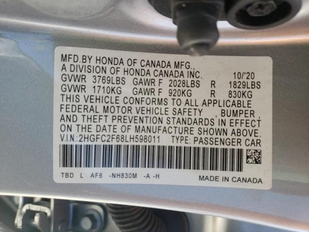 Photo 9 VIN: 2HGFC2F68LH598011 - HONDA CIVIC LX 