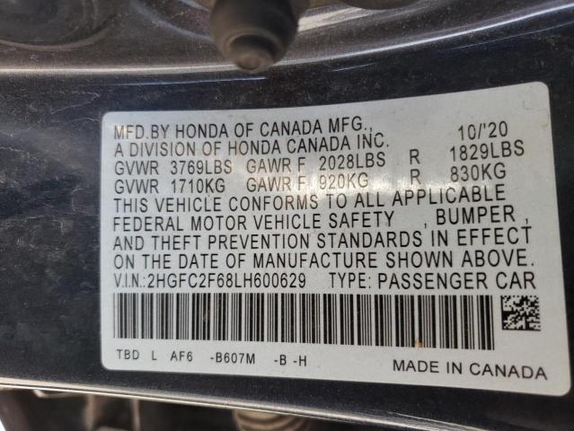 Photo 9 VIN: 2HGFC2F68LH600629 - HONDA CIVIC LX 