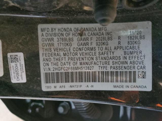 Photo 12 VIN: 2HGFC2F68MH512827 - HONDA CIVIC LX 