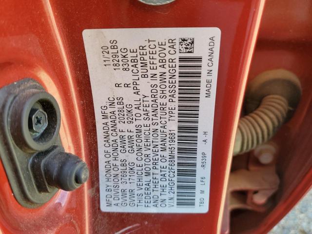 Photo 12 VIN: 2HGFC2F68MH519681 - HONDA CIVIC 