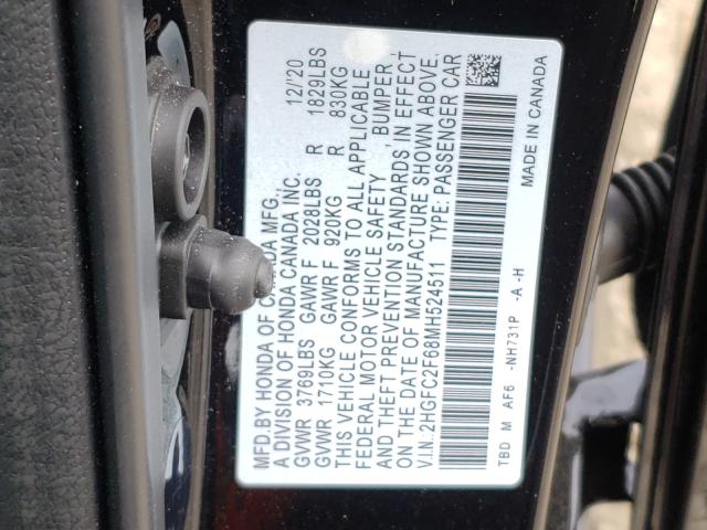 Photo 9 VIN: 2HGFC2F68MH524511 - HONDA CIVIC LX 