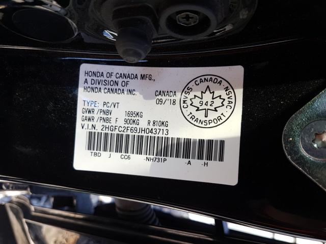 Photo 9 VIN: 2HGFC2F69JH043713 - HONDA CIVIC LX 