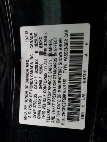 Photo 11 VIN: 2HGFC2F69KH501381 - HONDA CIVIC 