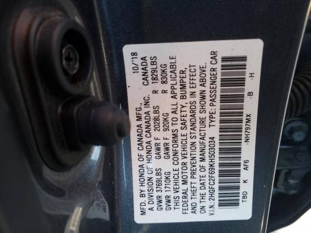 Photo 9 VIN: 2HGFC2F69KH503034 - HONDA CIVIC LX 