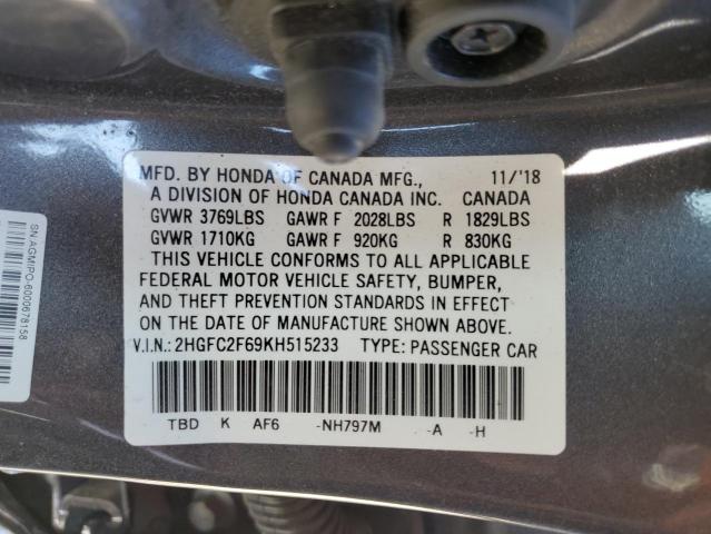 Photo 11 VIN: 2HGFC2F69KH515233 - HONDA CIVIC 