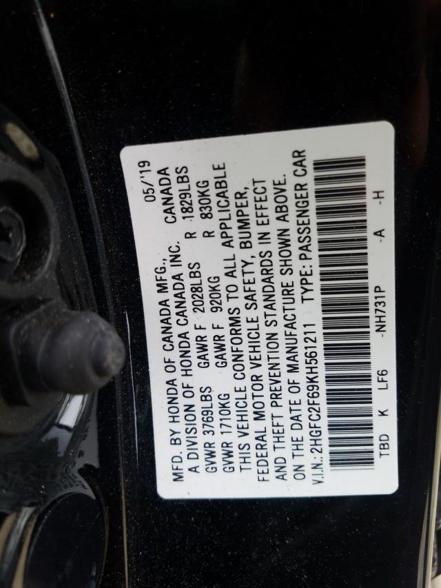 Photo 9 VIN: 2HGFC2F69KH561211 - HONDA CIVIC LX 