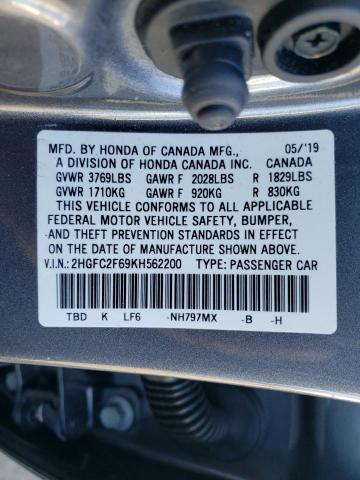 Photo 11 VIN: 2HGFC2F69KH562200 - HONDA CIVIC 