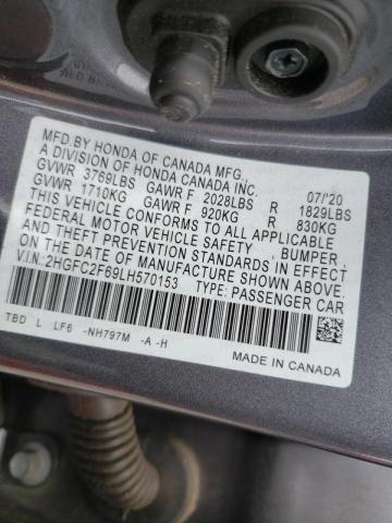 Photo 9 VIN: 2HGFC2F69LH570153 - HONDA CIVIC LX 