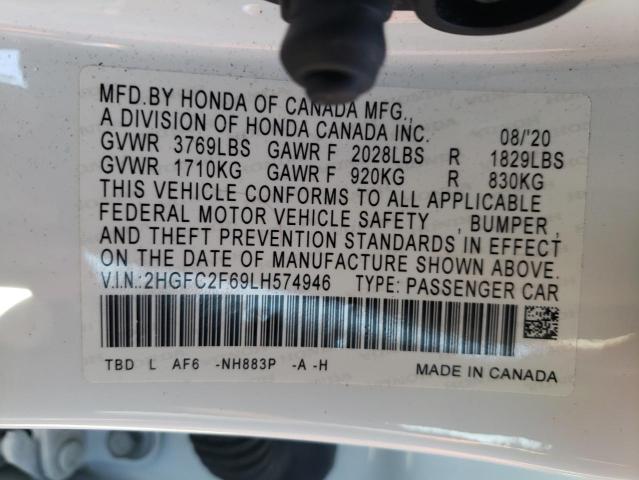 Photo 9 VIN: 2HGFC2F69LH574946 - HONDA CIVIC LX 