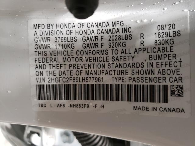 Photo 9 VIN: 2HGFC2F69LH577961 - HONDA CIVIC LX 