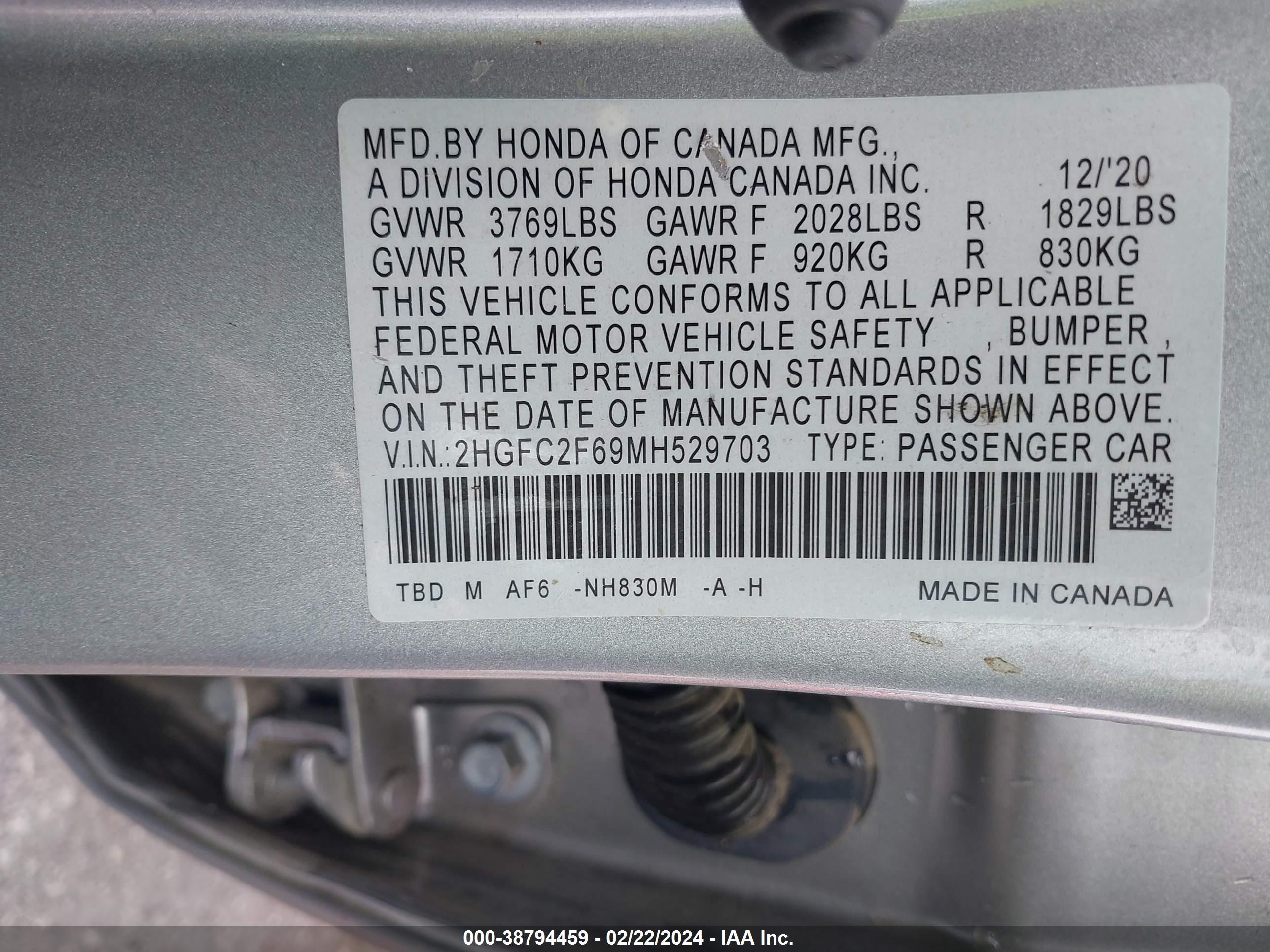 Photo 8 VIN: 2HGFC2F69MH529703 - HONDA CIVIC 