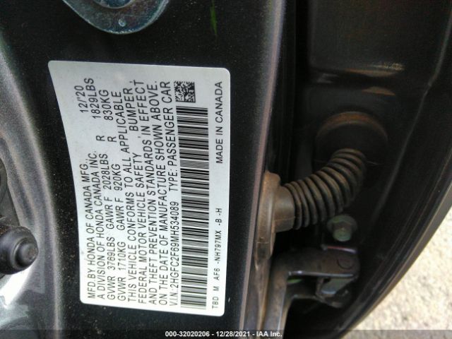 Photo 8 VIN: 2HGFC2F69MH534089 - HONDA CIVIC SEDAN 