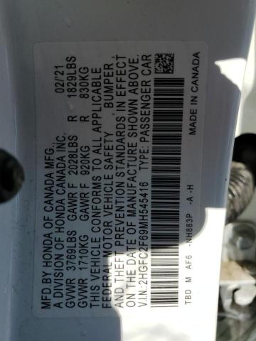 Photo 12 VIN: 2HGFC2F69MH545416 - HONDA CIVIC LX 