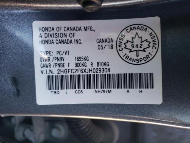 Photo 12 VIN: 2HGFC2F6XJH029304 - HONDA CIVIC 