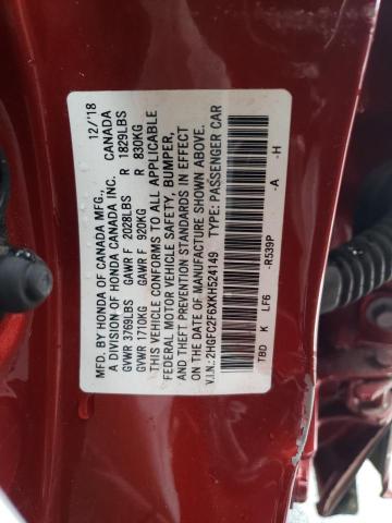 Photo 11 VIN: 2HGFC2F6XKH524149 - HONDA CIVIC 