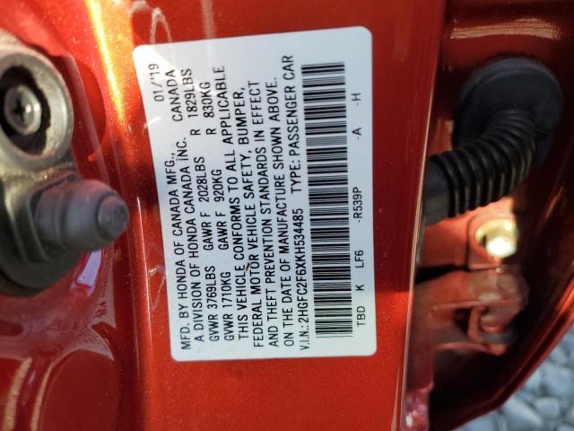 Photo 12 VIN: 2HGFC2F6XKH534485 - HONDA CIVIC 