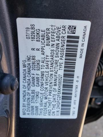 Photo 12 VIN: 2HGFC2F6XKH580527 - HONDA CIVIC LX 