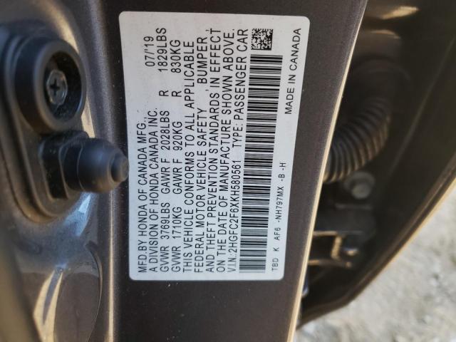 Photo 11 VIN: 2HGFC2F6XKH580561 - HONDA CIVIC 