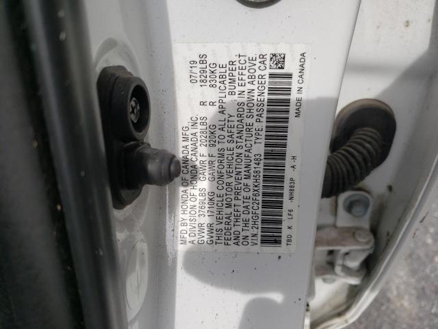 Photo 9 VIN: 2HGFC2F6XKH581483 - HONDA CIVIC LX 