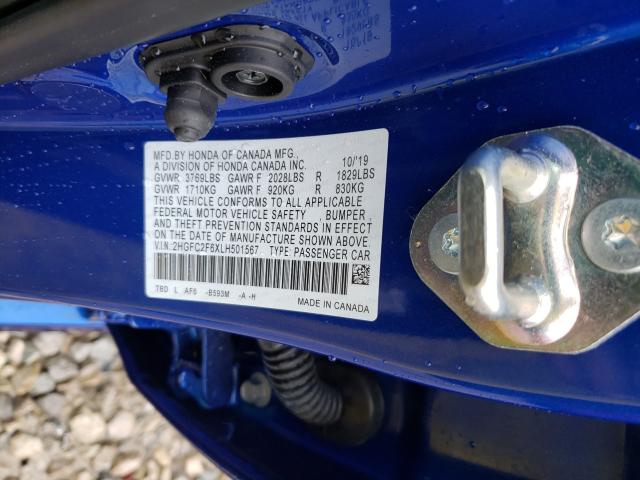 Photo 9 VIN: 2HGFC2F6XLH501567 - HONDA CIVIC LX 