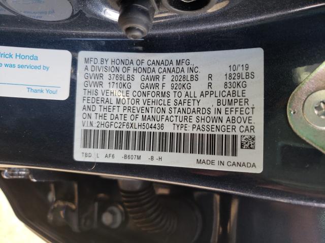 Photo 9 VIN: 2HGFC2F6XLH504436 - HONDA CIVIC LX 