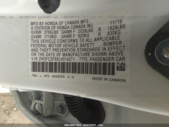 Photo 8 VIN: 2HGFC2F6XLH514271 - HONDA CIVIC SEDAN 