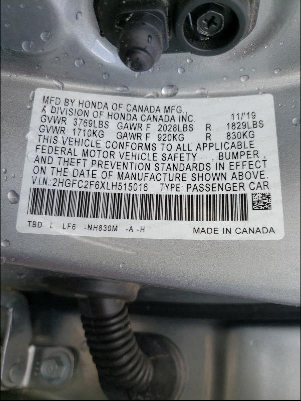 Photo 9 VIN: 2HGFC2F6XLH515016 - HONDA CIVIC LX 