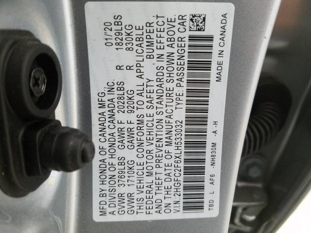 Photo 9 VIN: 2HGFC2F6XLH533032 - HONDA CIVIC LX 