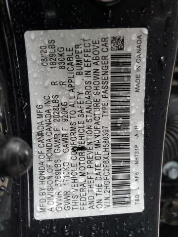 Photo 11 VIN: 2HGFC2F6XLH580397 - HONDA CIVIC LX 