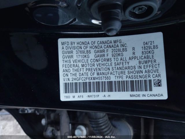 Photo 8 VIN: 2HGFC2F6XMH557560 - HONDA CIVIC 