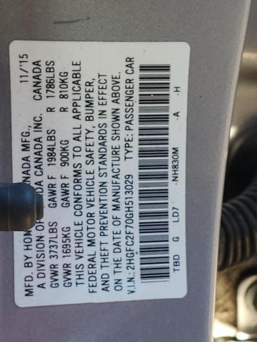 Photo 11 VIN: 2HGFC2F70GH513029 - HONDA CIVIC 