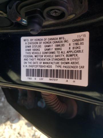 Photo 11 VIN: 2HGFC2F70GH514035 - HONDA CIVIC EX 